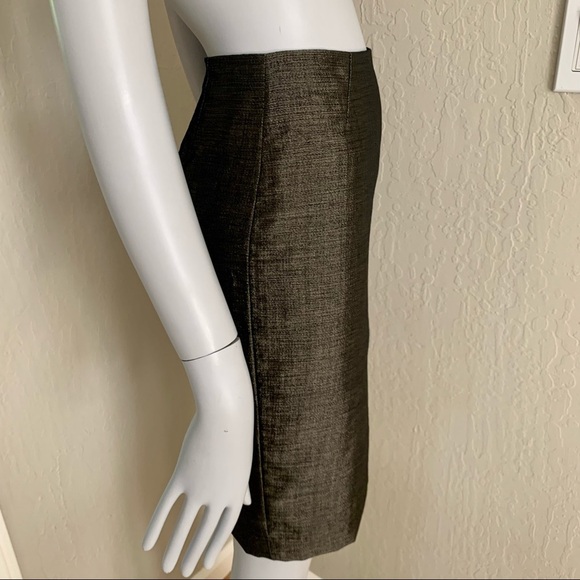 LAFAYETTE 148 NEW YORK Wool Blend Pencil Skirt Black Gold Metallic Shimmer - Picture 6 of 16